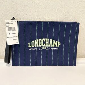 Longchamp Essential University Flat Pouch Zip Wristlet in Navy, New with Tag